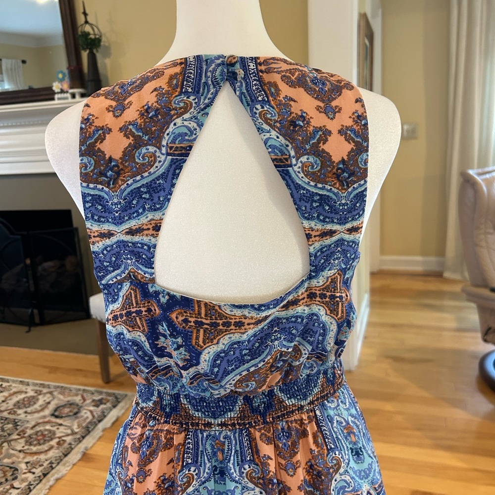 Maeve Anthropologie Paisley Medallion V-Neck Sleeveless Silk Maxi Dress - Picture 7 of 16